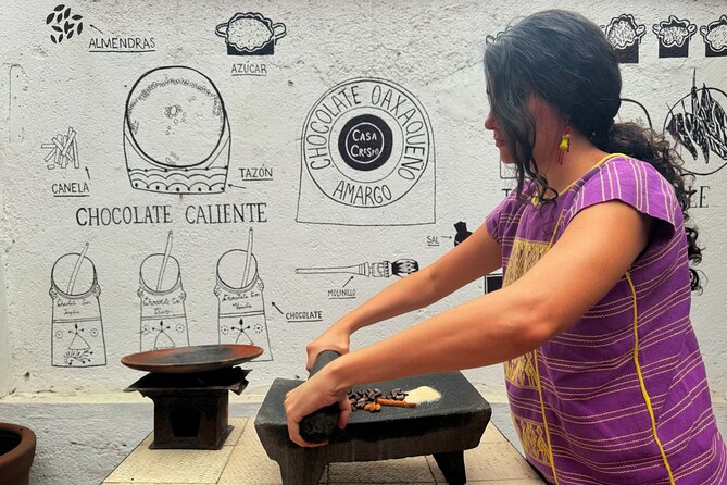 1 Hour Oaxacan Chocolate Making Class with Mole-making and Drinks - Toasting cacao beans by hand