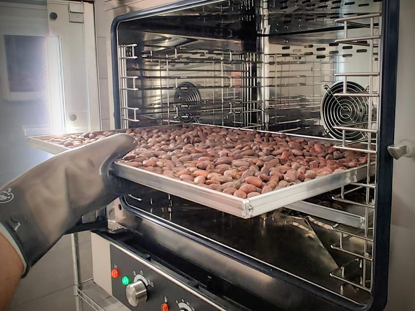 Chocolatier for a day: raw bean to bar chocolate in Modica - Roasting turns the workshop aromatic