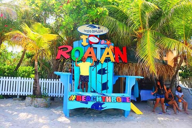 Cruise Ship Family Chocolate Factory, Sloths & Monkeys, Beach, Transportation - Island views, signs, and the rum and cake shop